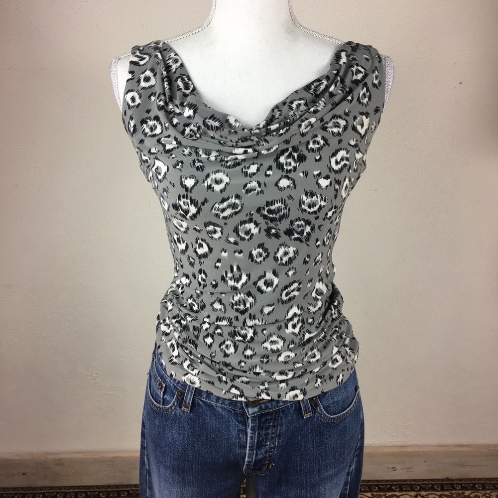 Norma Kamali XS Leopard Print Cowl Neck Top